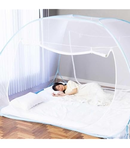 Amazon｜日本製 近江蚊帳 8畳用 250×350cm 高さ190cm ブルー